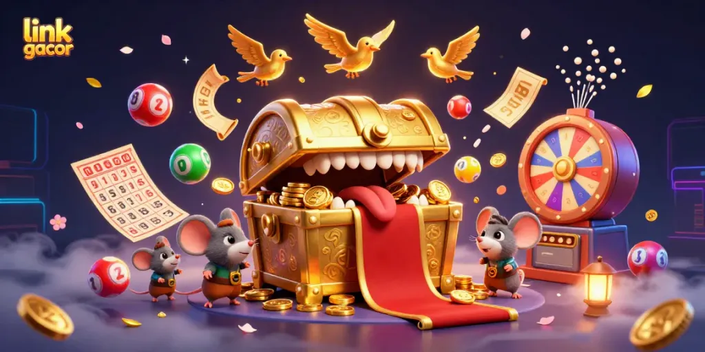 Experience thrilling gameplay with link gacor as treasures and characters collide in this vibrant casino scene.