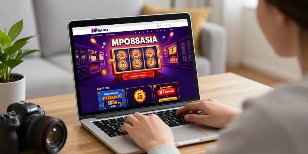 MPO88ASIA login scene showcasing user-friendly interface on a laptop in a cozy home setting.