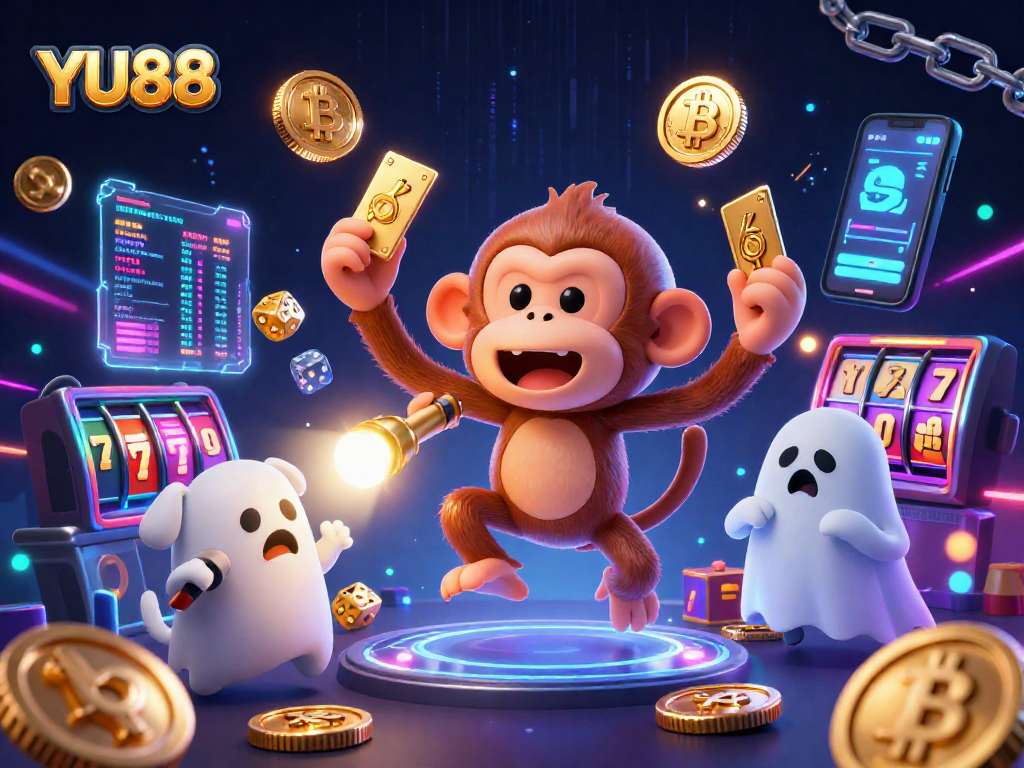 Experience YU88's thrilling haunted casino adventure with crypto coins and vibrant slot reels.