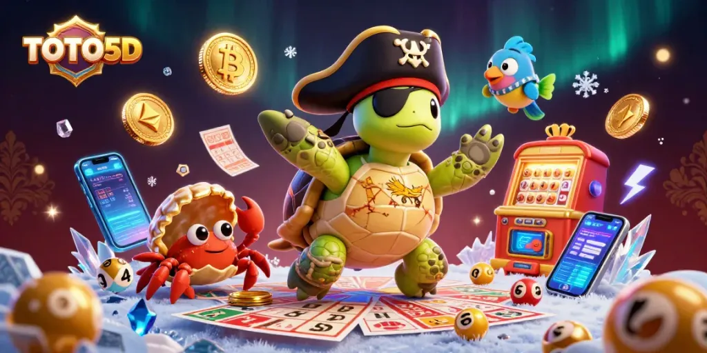 Play TOTO5D lottery with vibrant characters amidst exciting elements for ultimate fun.