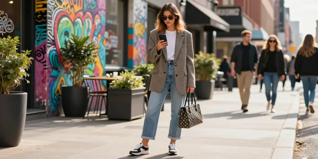 Fashion-forward urban scene with trendy style elements from Celebritygiant.