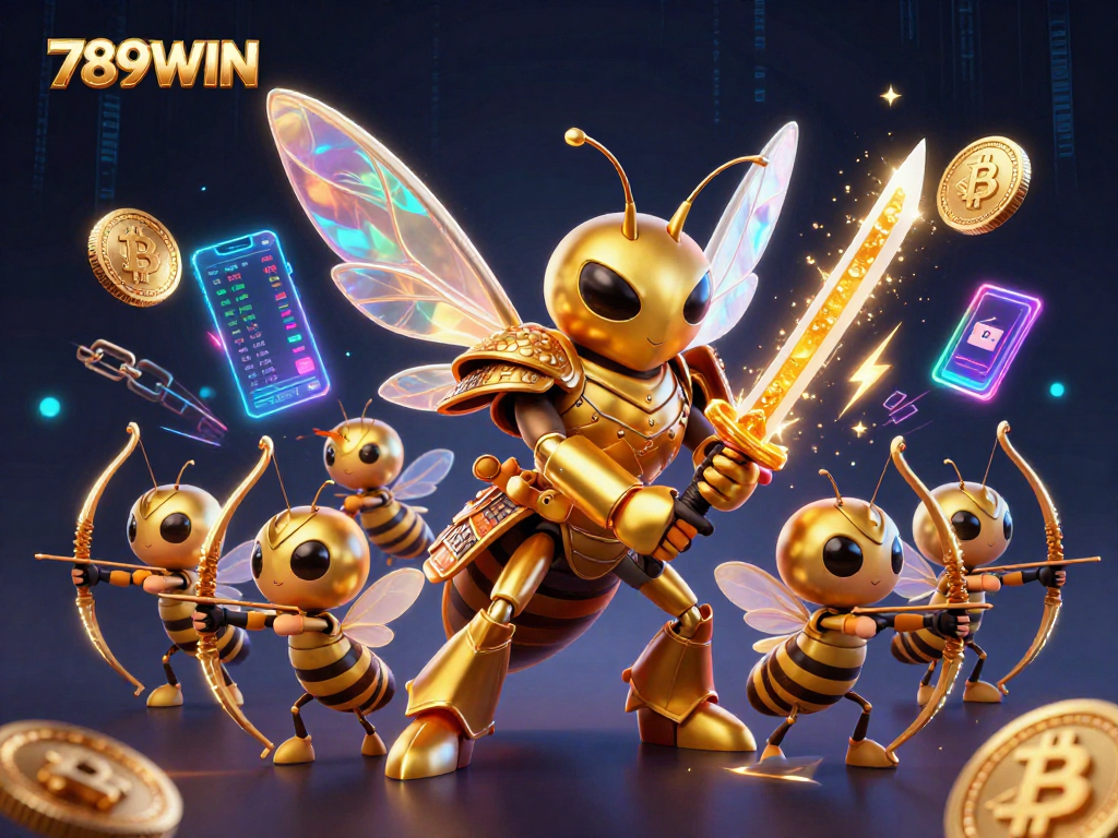 Engage with 789WIN's immersive gaming environment, showcasing vibrant 3D characters and crypto elements dynamically.