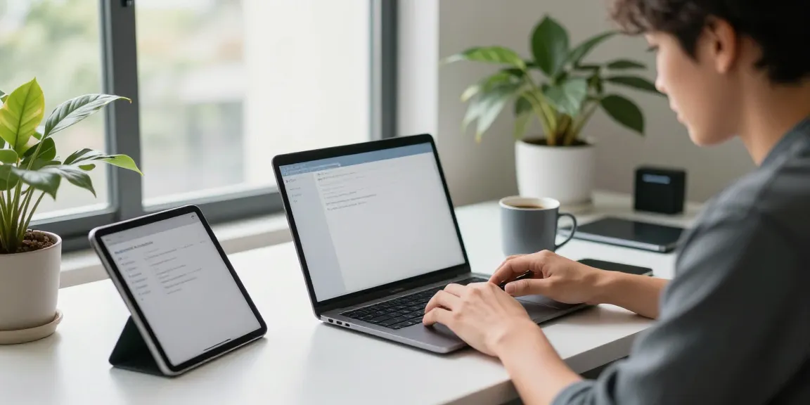Receive SMS online in a modern workspace with tech devices.