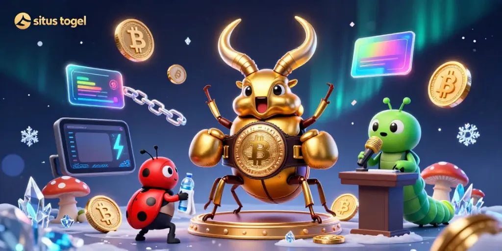 Experience action at situs togel as a golden stag beetle readies for a boxing match with vibrant game elements.