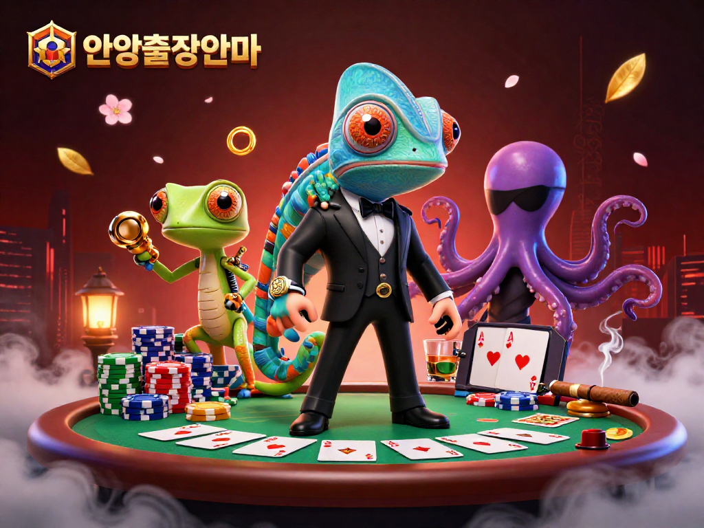 Play with luck at 안양출장안마 with engaging poker and dynamic characters in a vibrant casino scene.