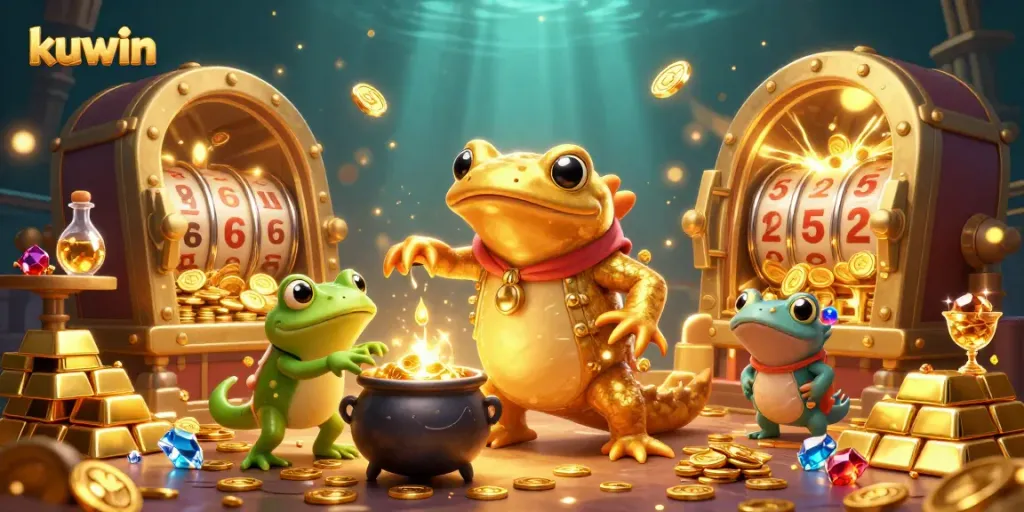 Kuwin offers thrilling gambling experiences as a golden salamander alchemist transforms metal into coins.