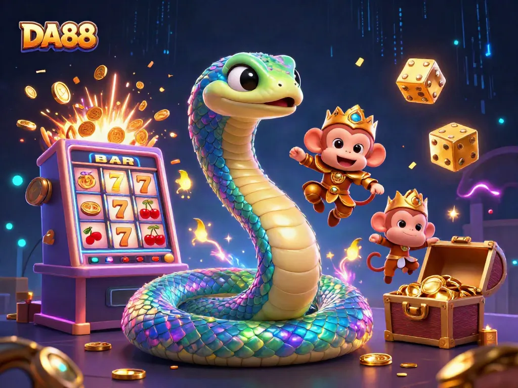 Spin the DA88 slot machine with vibrant visuals and exciting casino elements.