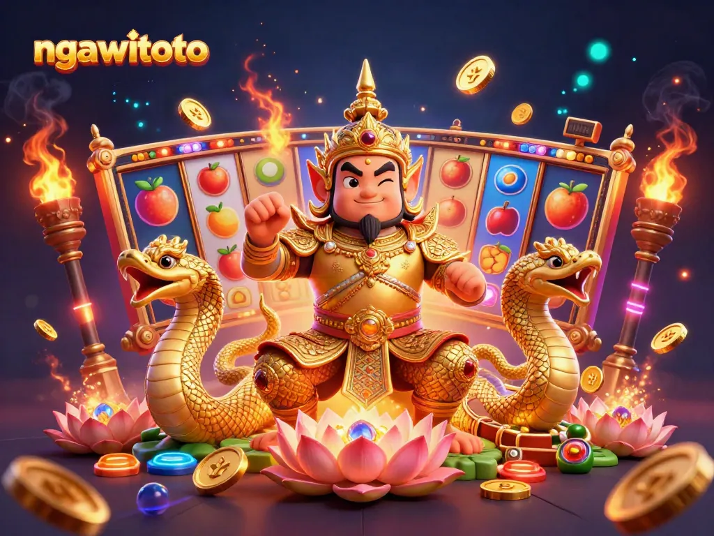Experience the excitement of ngawitoto with dynamic slot machines, vibrant gold coins, and friendly guardians.