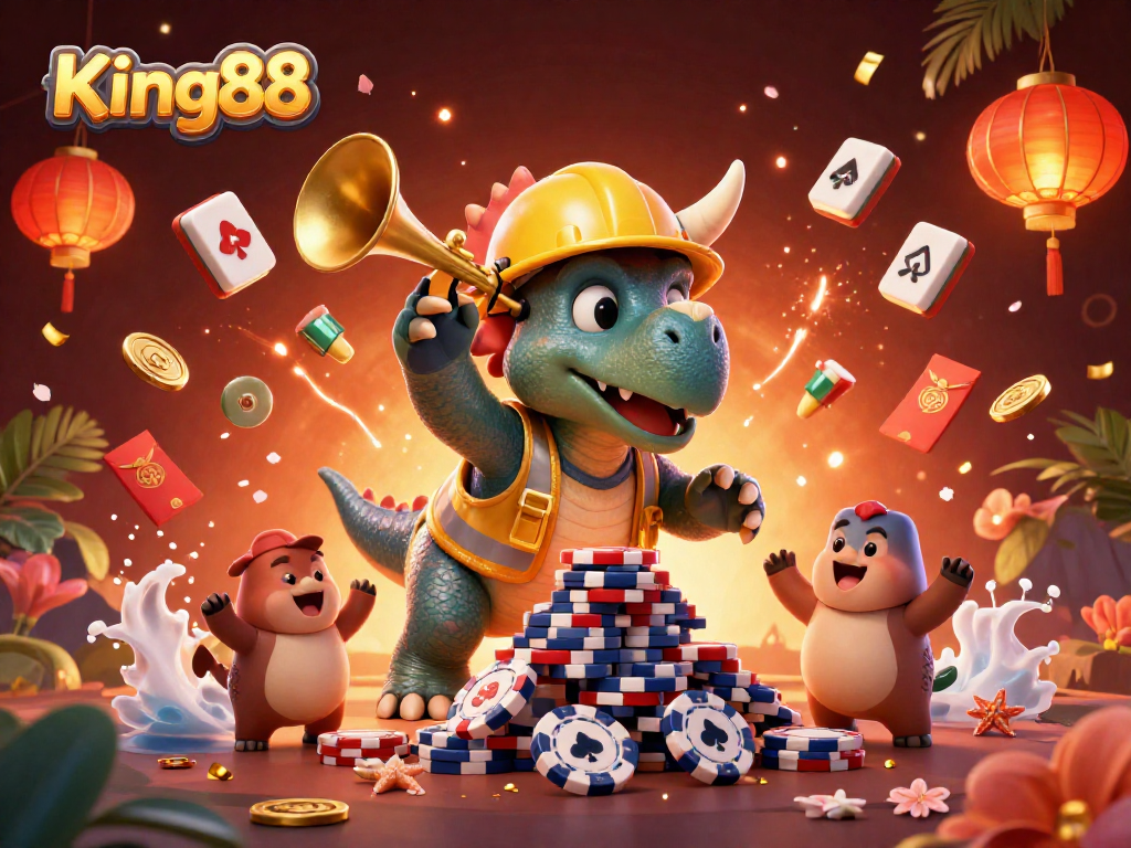 King88 promotes high-stakes excitement with its colorful casino characters and dynamic gaming elements.