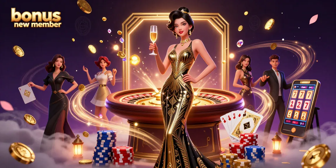 Engage with a bonus new member at the casino, featuring elegant designs and dynamic gaming elements.
