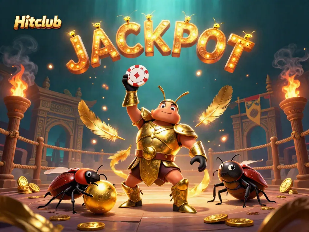 Hitclub champions celebrate a jackpot win with vibrant 3D cartoon characters in a dynamic casino scene.