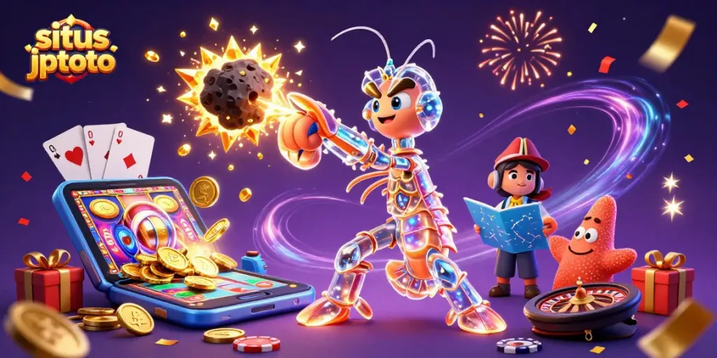 Engage with situs jptoto's thrilling slots through a vibrant, dynamic gaming scene.