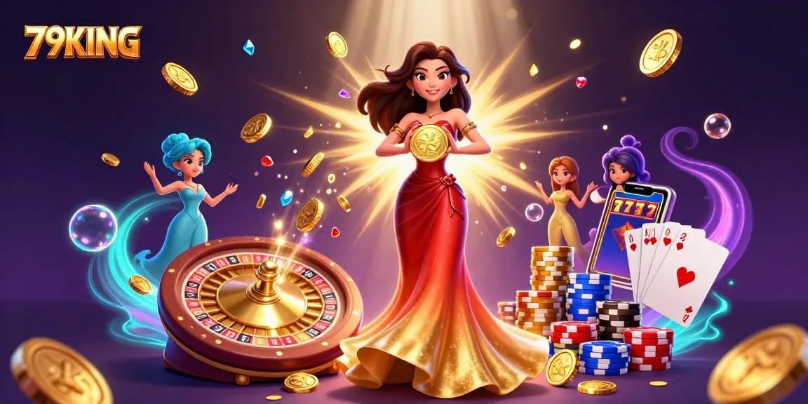 Win big with 79KING's captivating online gaming scene featuring mesmerizing casino elements.