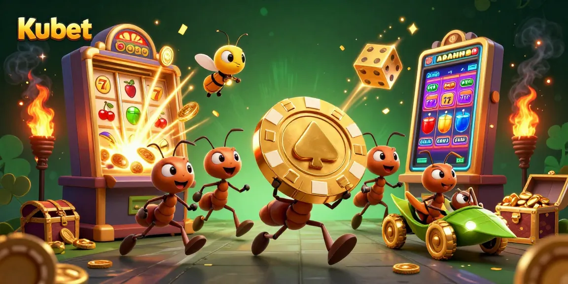 Kubet offers thrilling casino games with vibrant graphics and engaging action in this lively illustration.