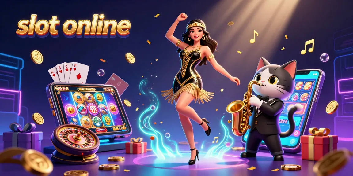Play dynamic online slots with stunning action in this vibrant casino illustration.