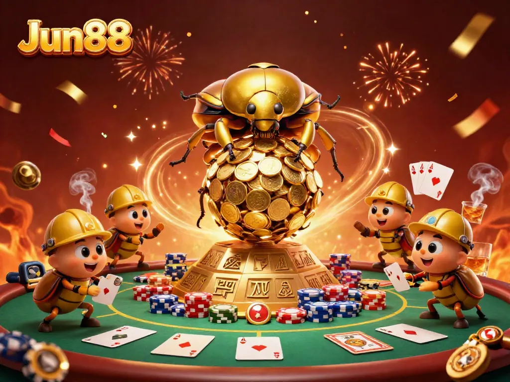 Experience thrilling gameplay at Jun88 with vibrant casino elements and golden coins.