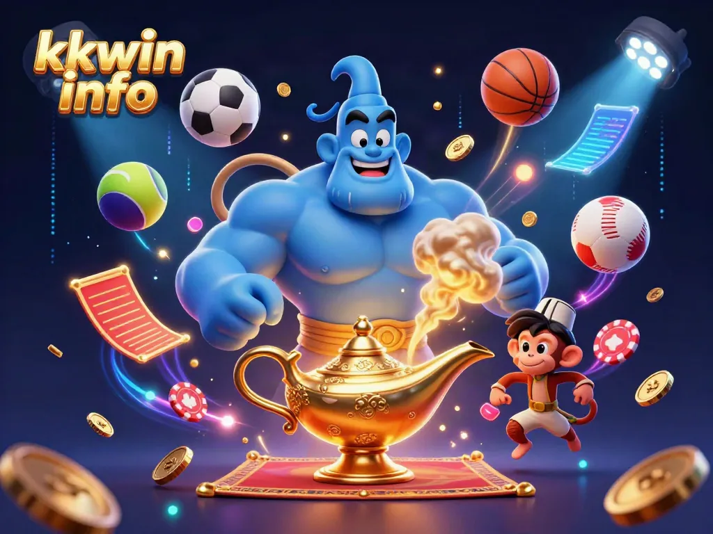Experience the magic of kkwin info in this vibrant casino-themed illustration.