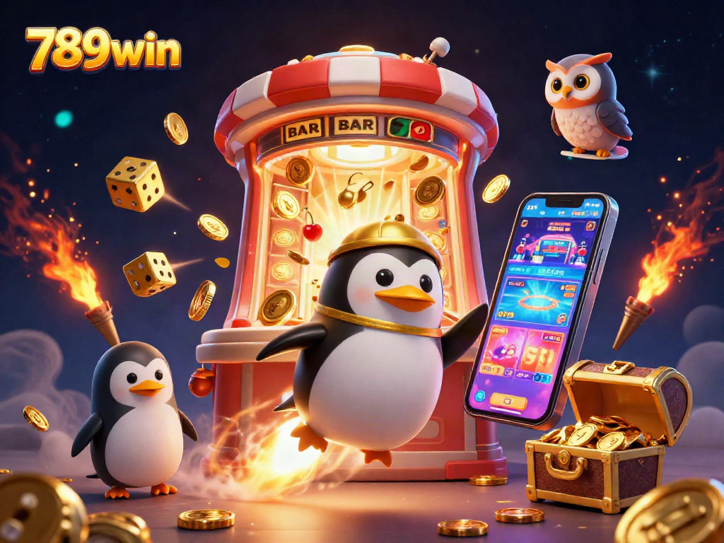 Experience thrilling gameplay with 789win as a golden penguin embarks on an exciting space casino journey!