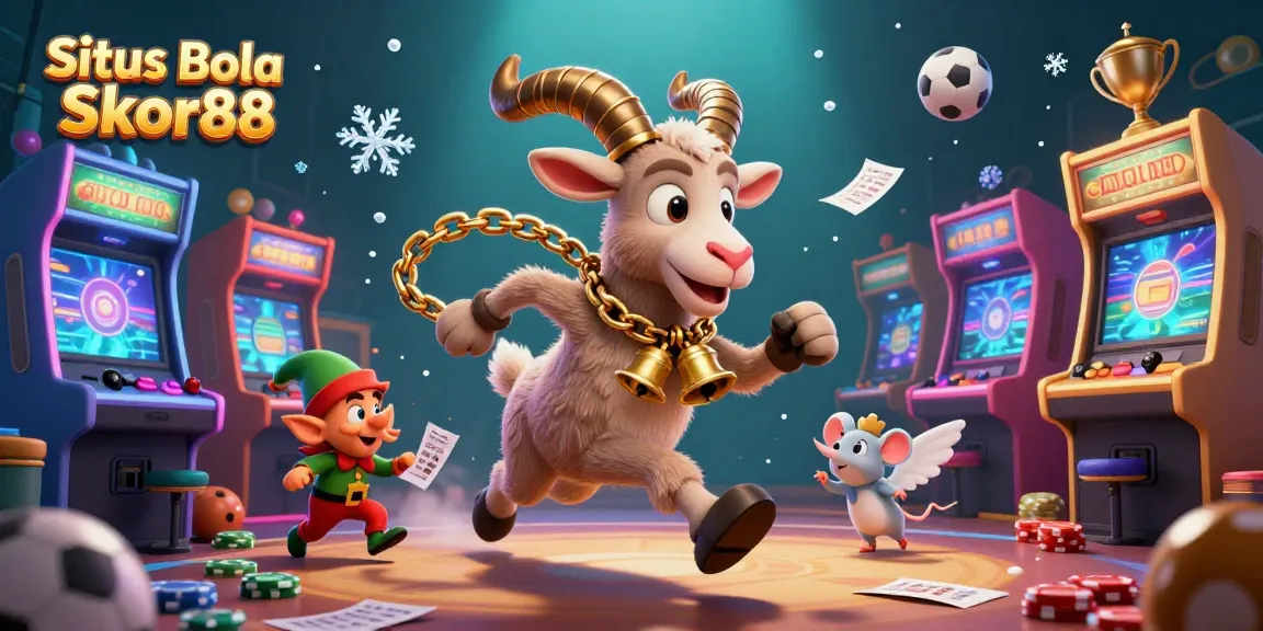 Situs Bola Skor88 sports betting scene with Krampus and gremlins creating excitement.