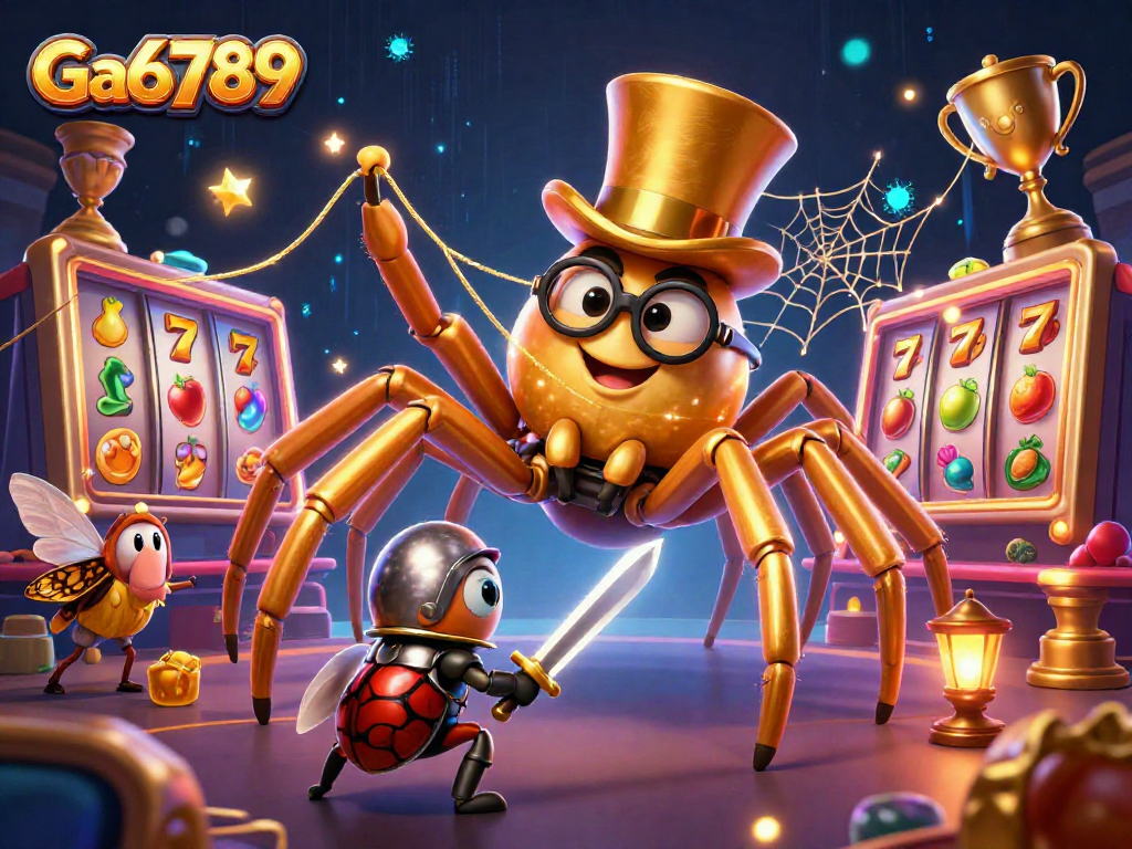 Engage in thrilling gameplay at Ga6789 with giant golden tarantula and lucky symbols.