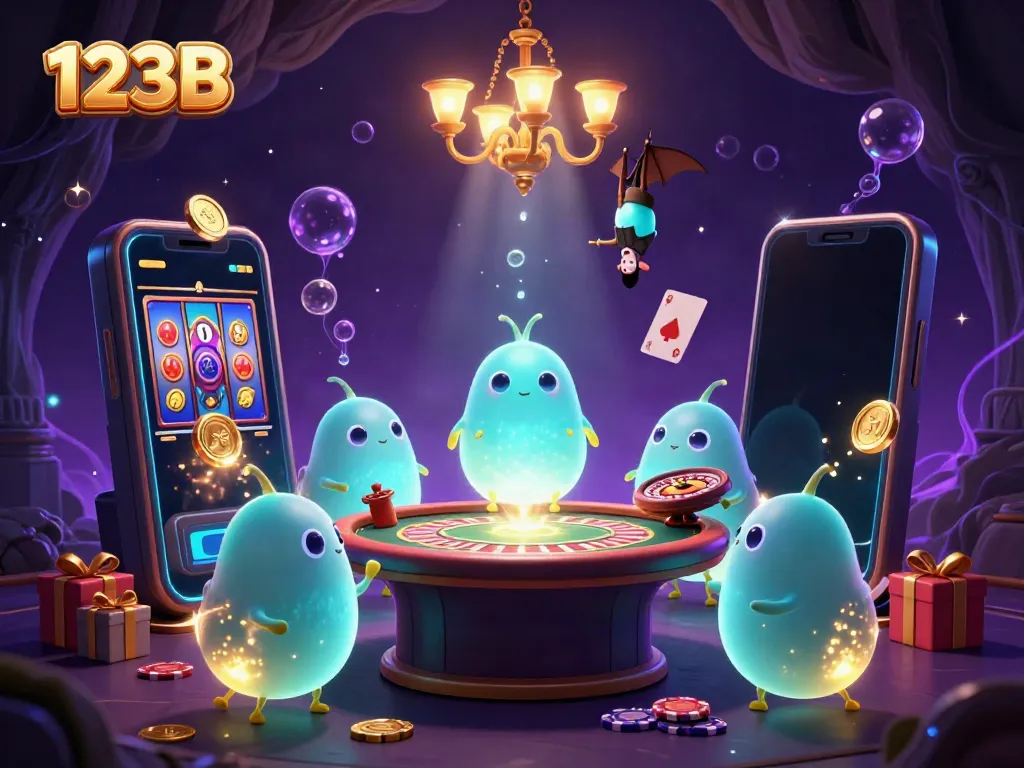 Experience thrilling gameplay at 123B with colorful slots and animated casino excitement.