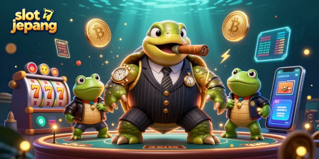 Experience the exhilarating thrills of slot jepang with a 3D artistic depiction of the gaming scene rich in action.