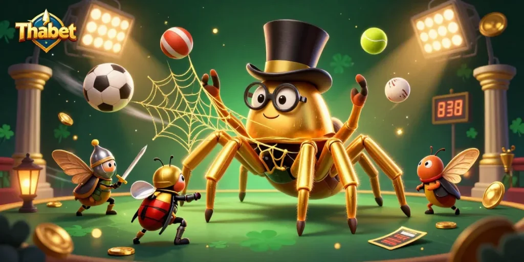 Engage with Thabet as gamblers navigate a vibrant casino scene filled with excitement and golden winnings.