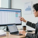 Investment portfolios analysis at https://wifenamebio.com/ in modern office.