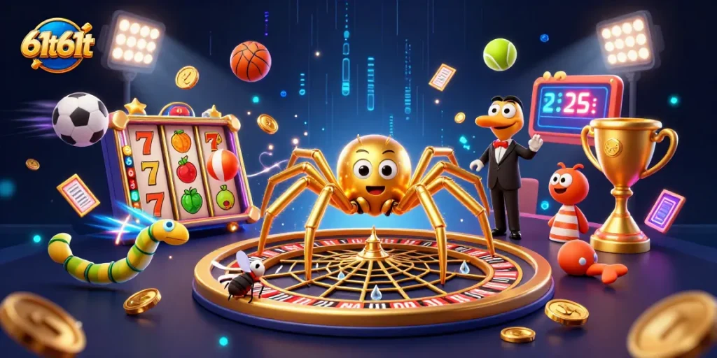 As apostas de 61t61t rolam com estilo, destacando uma aranha dourada e muito mais.