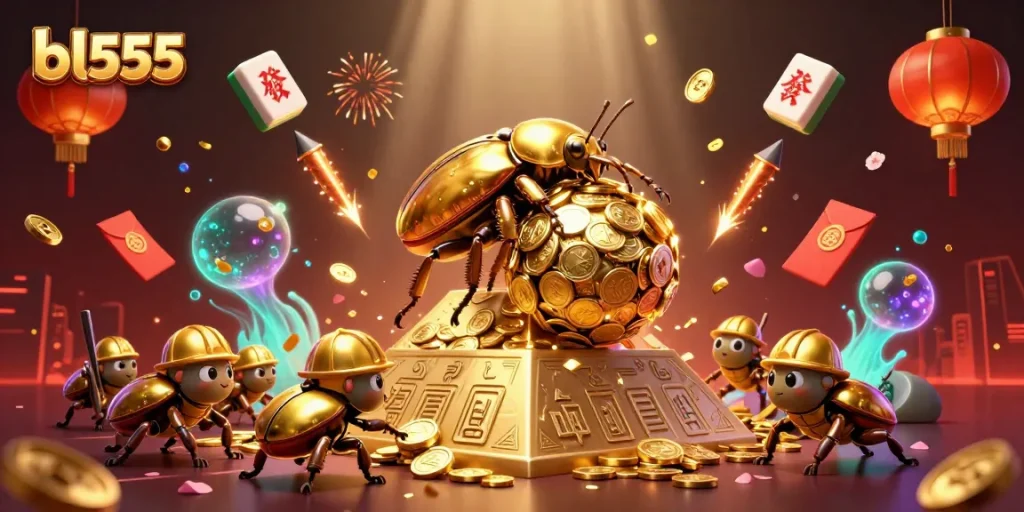 Experience the excitement of bl555 with golden coins and casino elements in a vibrant gameplay scene.
