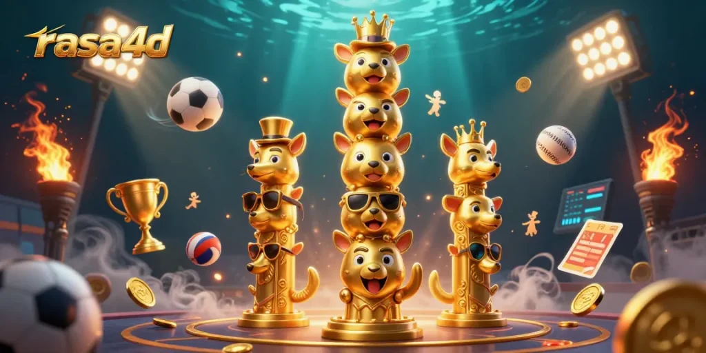 Rasa4d mempersembahkan kartu taruhan dan simbol kasino dalam ilustrasi 3D yang menakjubkan.